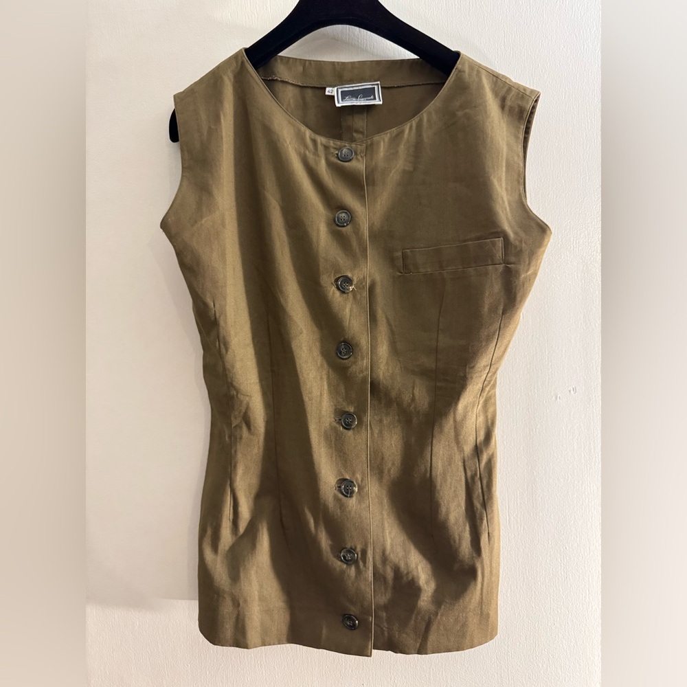 Y2K Luisa Spagnoli Italian Linen Button Down Quiet Luxury Vest Size IT 42